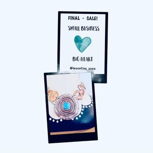 NECKLACE ~ Artistic Abstract Gold/Silver tones w/faux Turquoise Accent